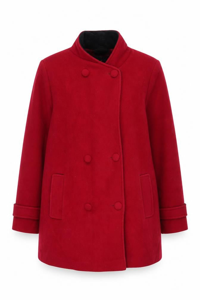 Kesta London Women's Red Pea Coat, Size 16, Wool Blend
