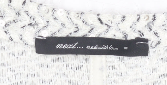 Next Women's White Cardigan Sequin Accent Size 8
