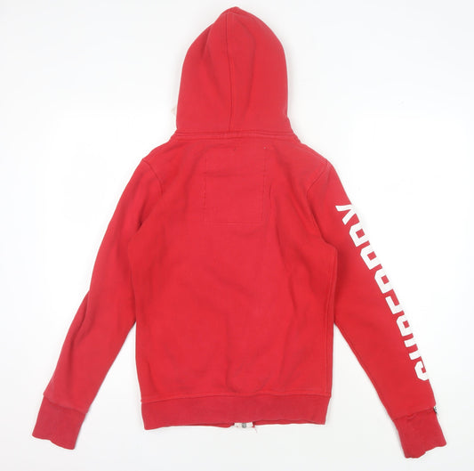 Superdry Women's Red Full Zip Hoodie - XS, Casual Style