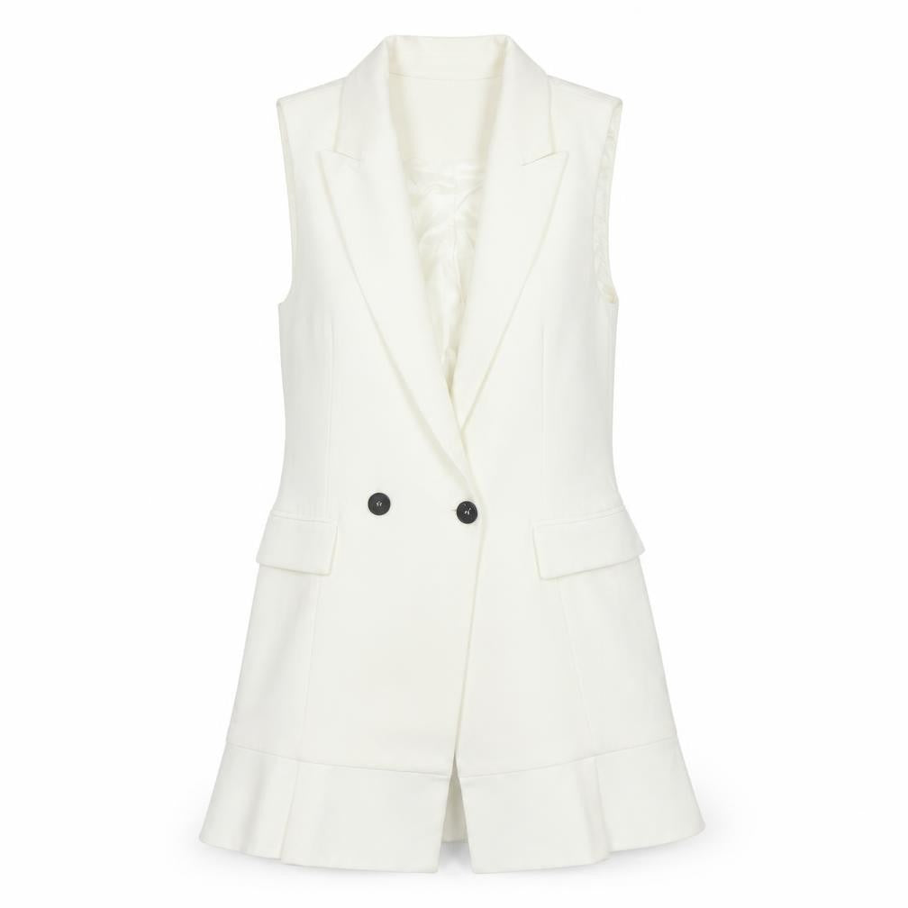 Zara Basic Women's Ivory Waistcoat with Button Accents