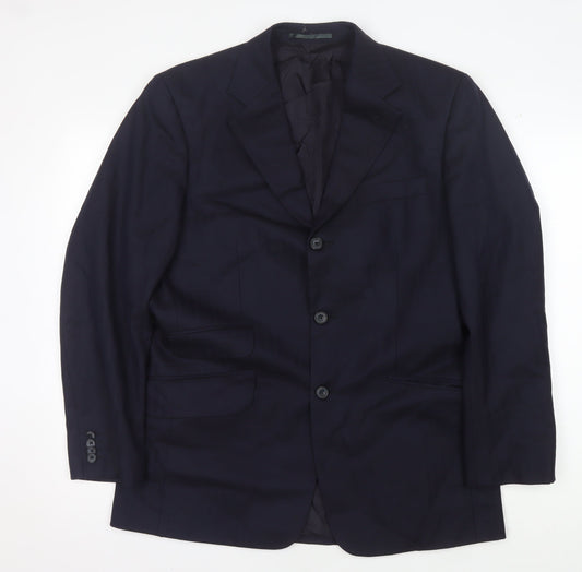 T.M Lewin Men's Blue Wool Blazer - 40 Regular Fit