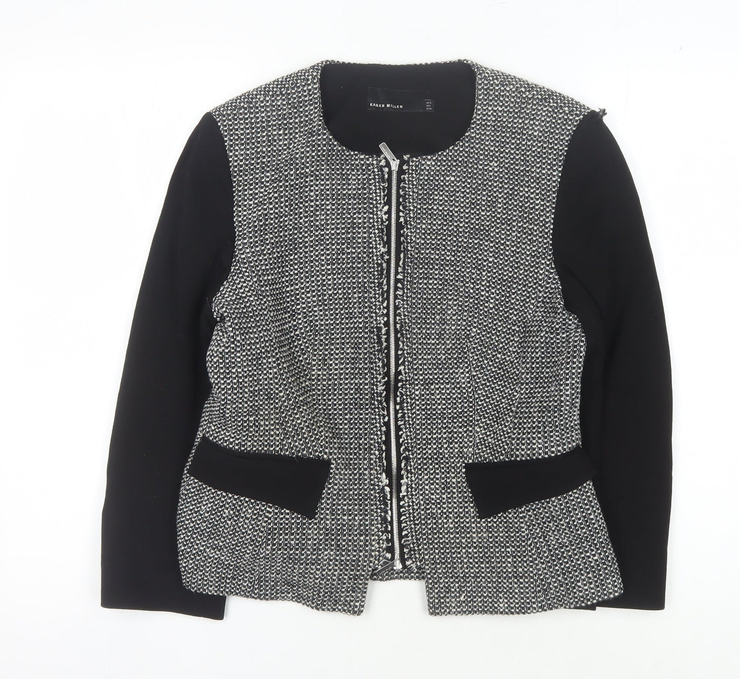 Karen Millen Women's Black Size 12 Slim Fit Jacket