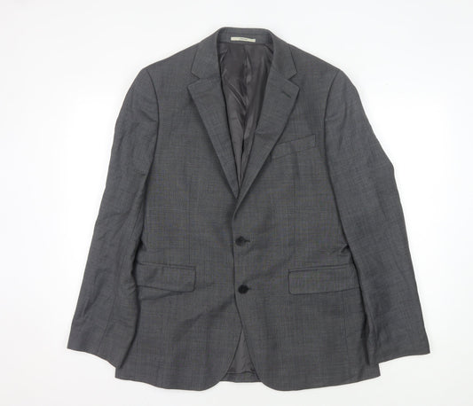 Chester Barrie Men's Grey Wool Blazer, 40R, Check Formal Jacket