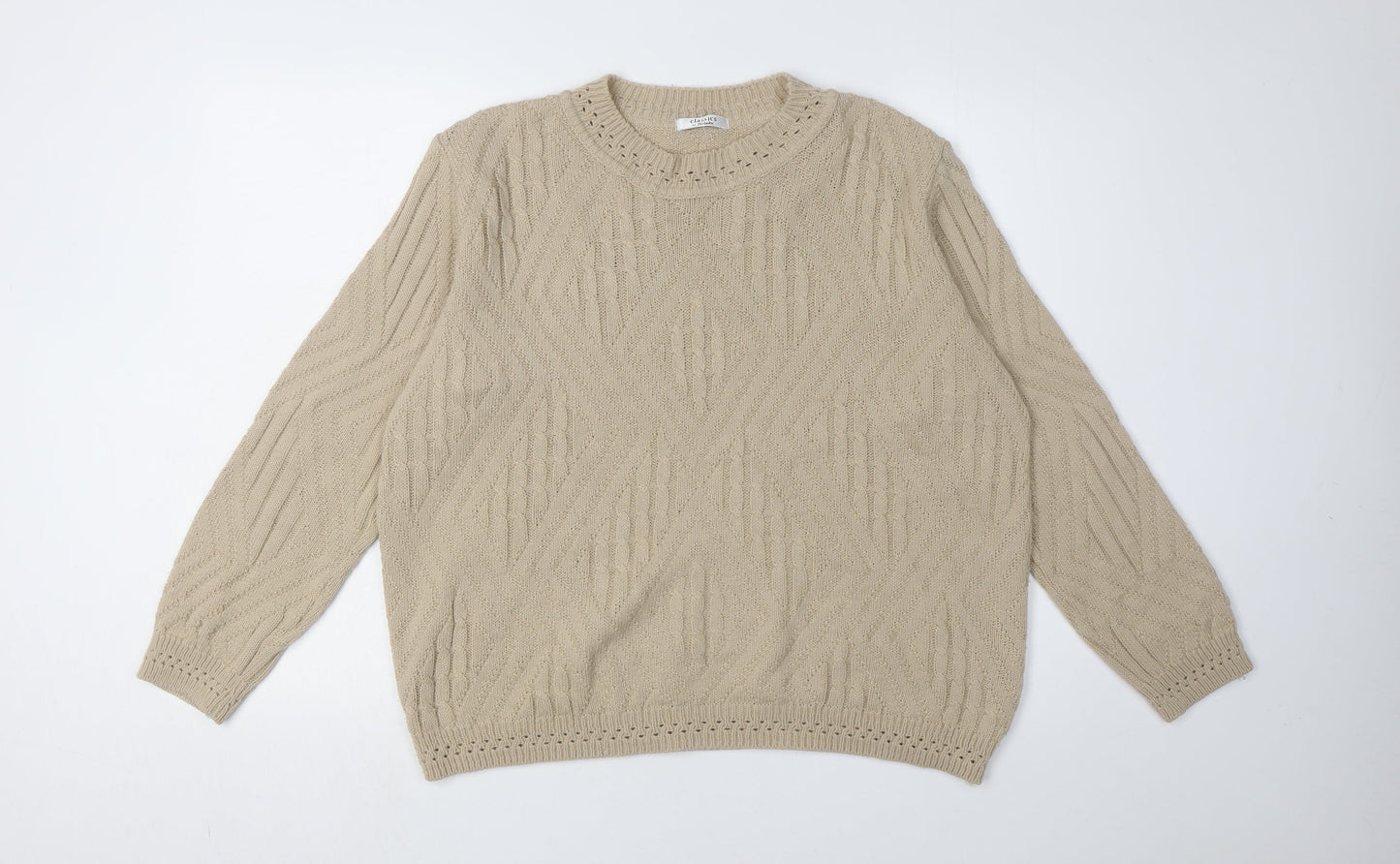 Berketex Women's Beige Cable-Knit Pullover, Size 14-16