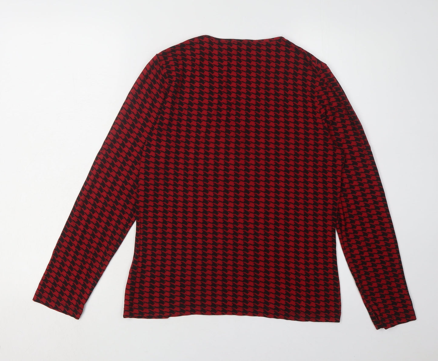 Viyella Women's Red Geometric V-Neck Top M