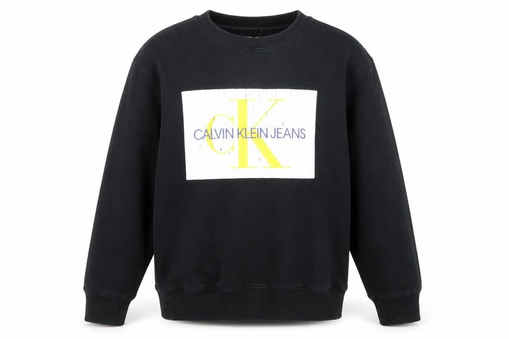 Mens UK M Regular Calvin Klein Jeans Black Pullover Sweatshirt