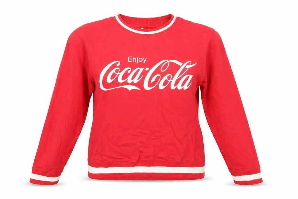 Womens UK 2XS Regular Coca-Cola Red Pullover Sweatshirt