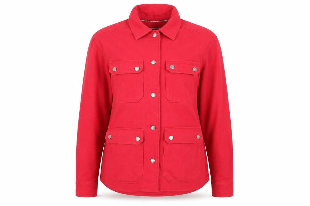 Womens UK Size S Regular Tommy Jeans Red Cotton Jacket