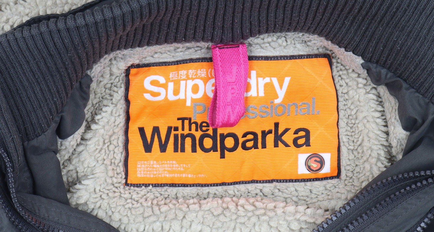 Superdry Unisex Black Parka Jacket Size S