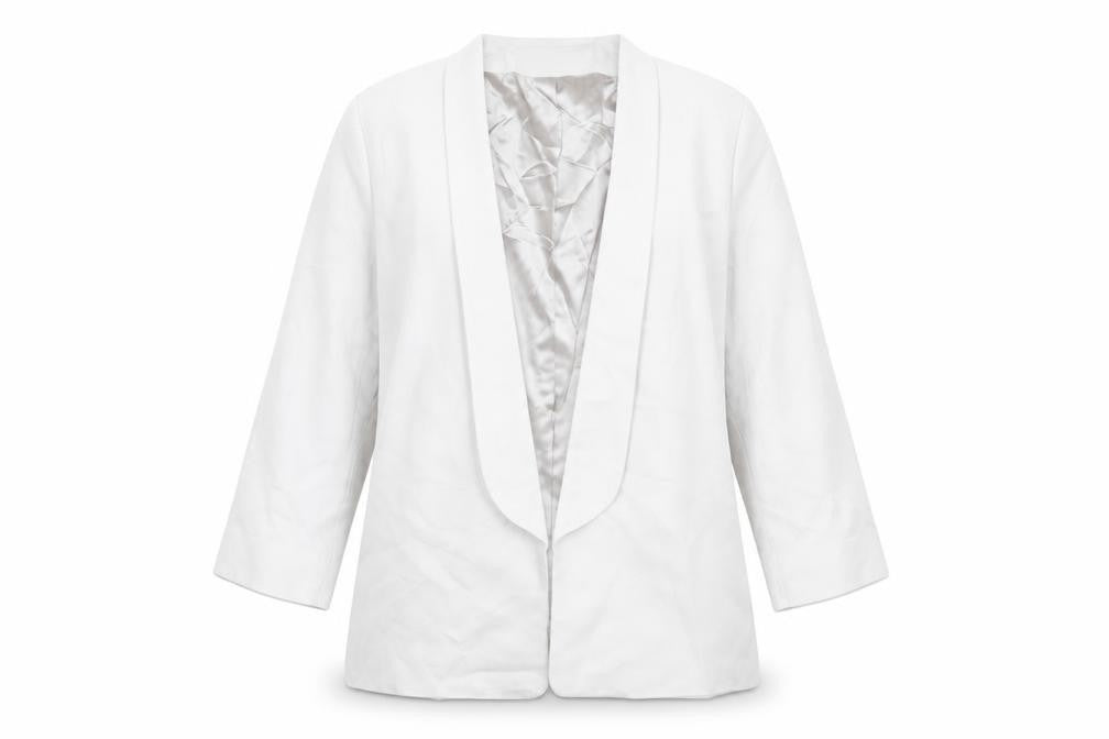 Front view of French Connection Women's Ivory Blazer, size 16, Regular Lined