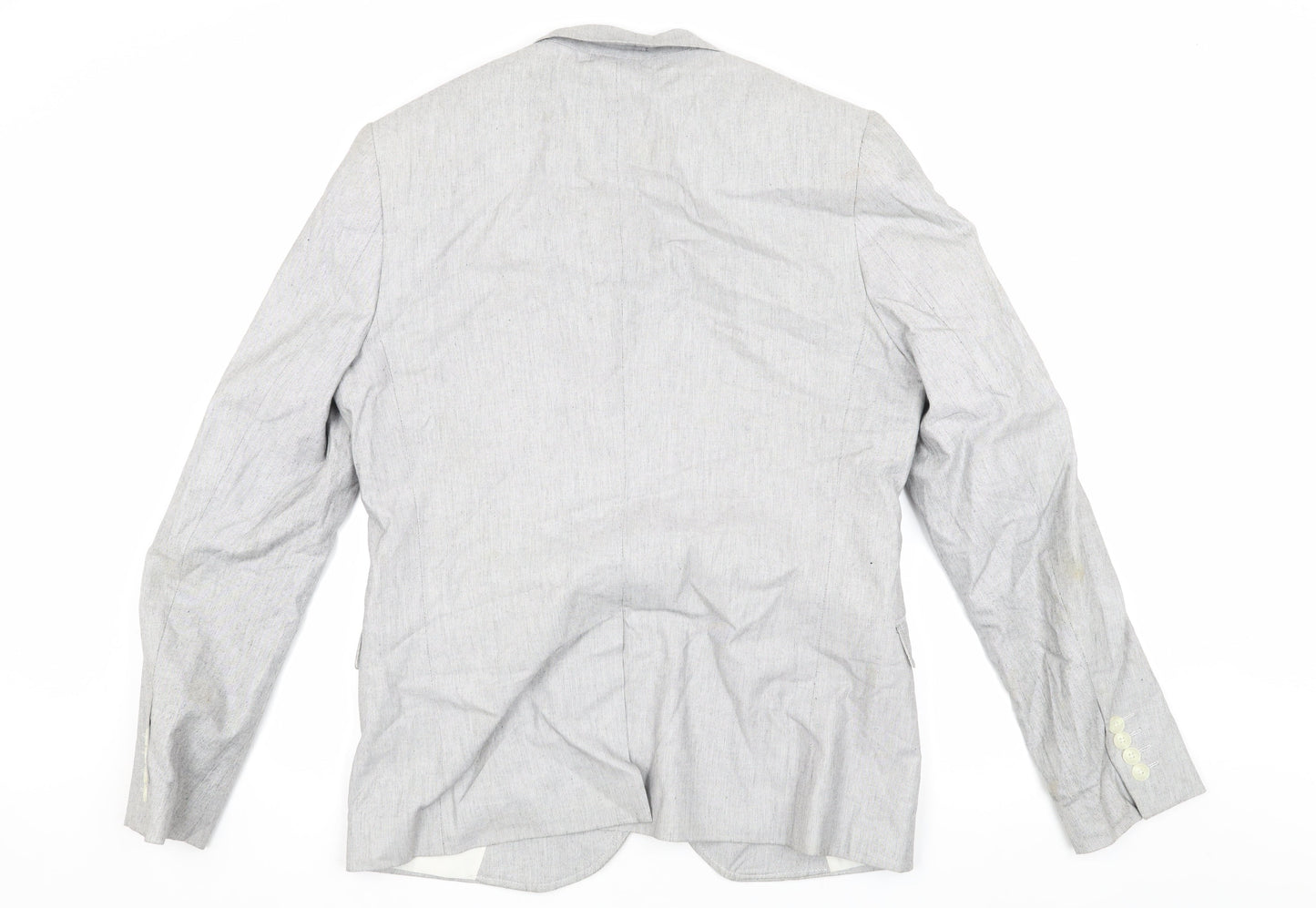 Topman Men's Grey Cotton Blazer, Size 40, Regular Fit