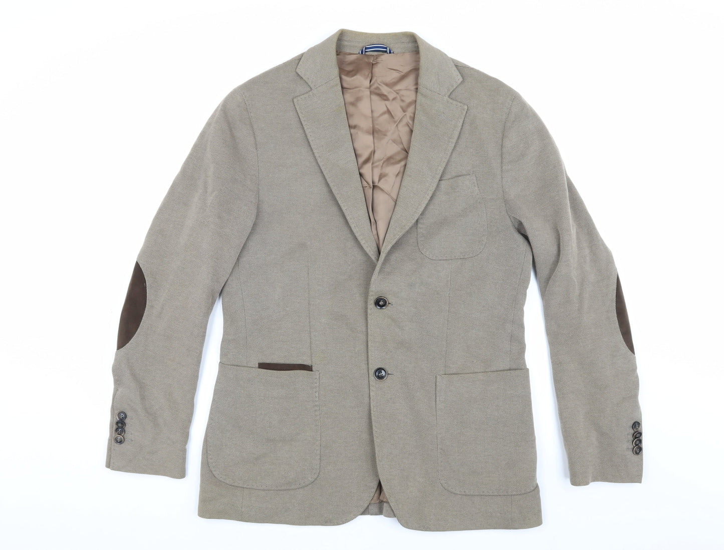Massimo Dutti Men's Brown Blazer, Size 38, Cotton Blend