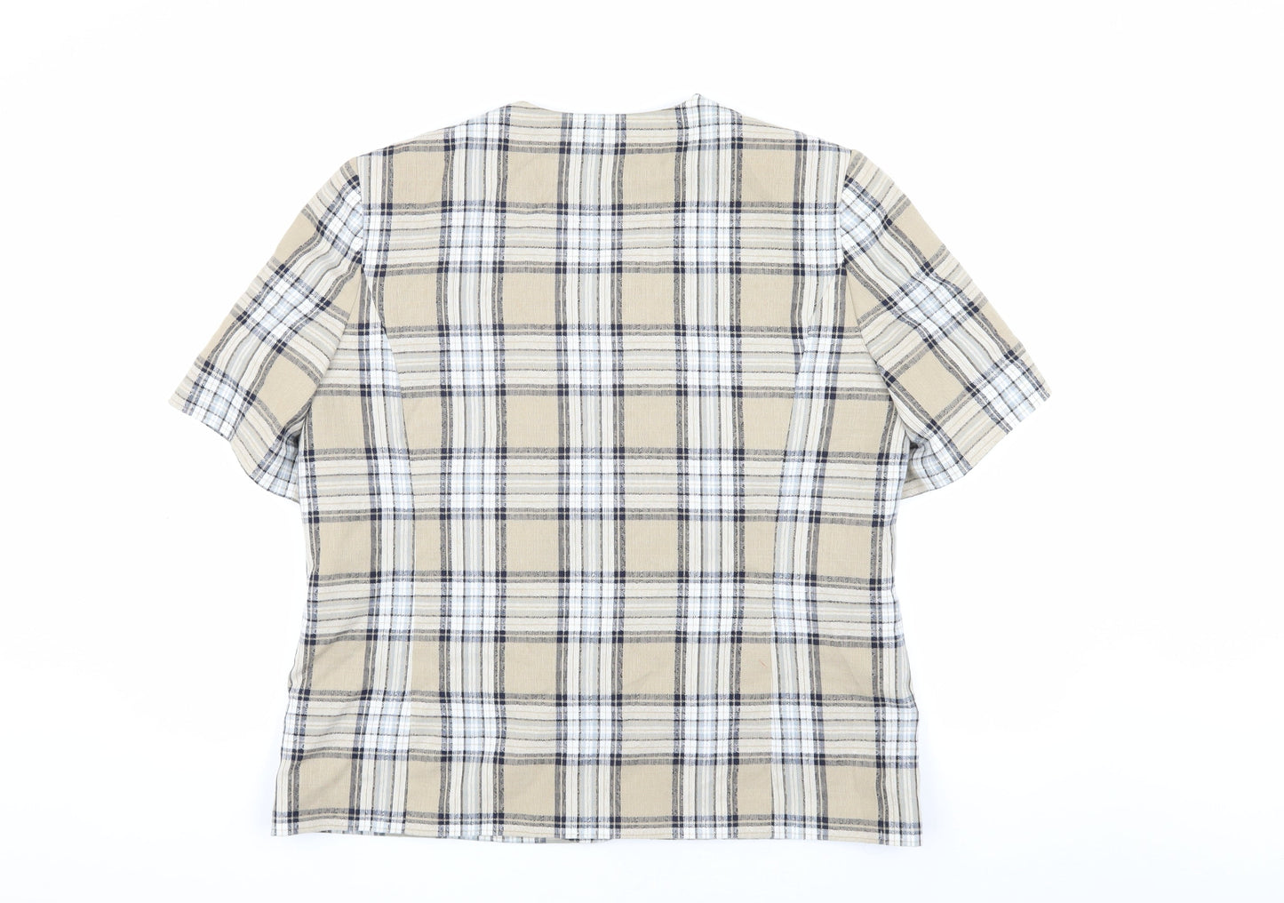 Bonmarche Women's Beige Plaid Blouse Size 18 V-Neck
