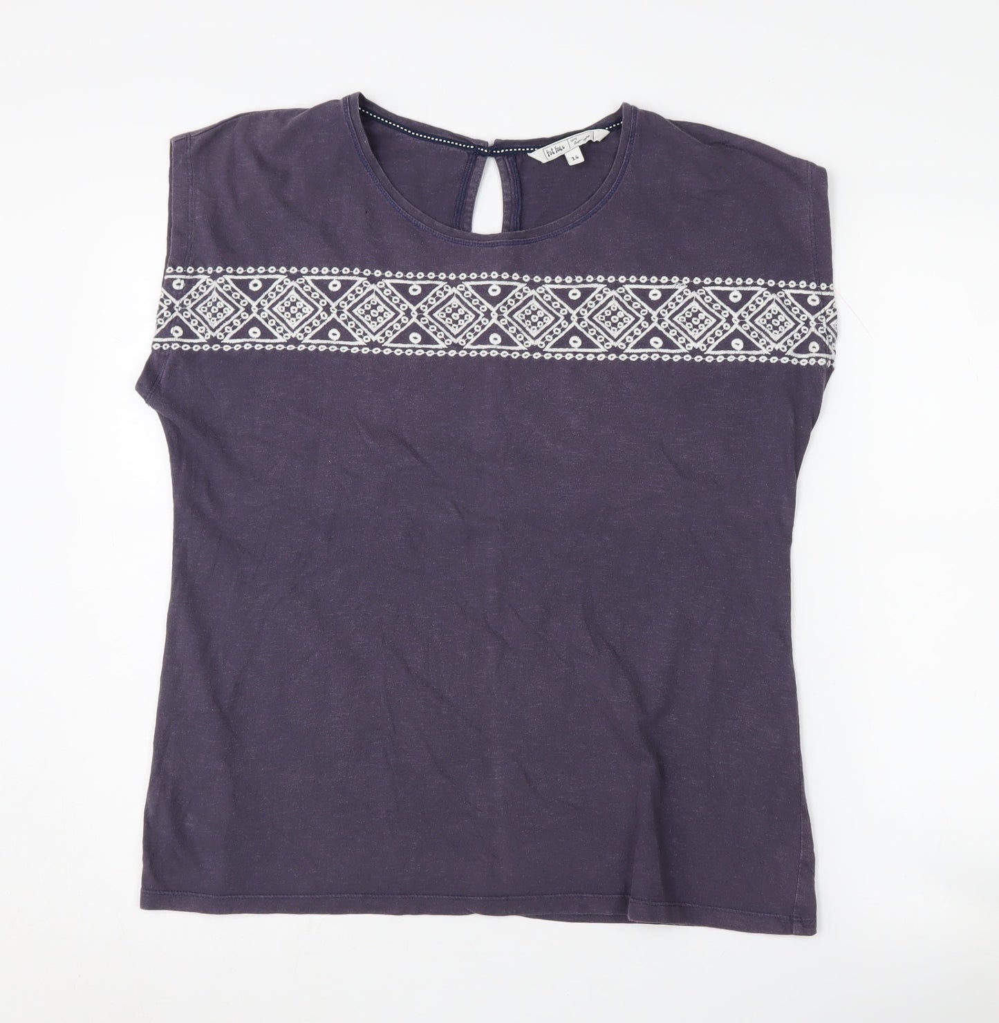 Fat Face Women's Purple Geometric T-Shirt Size 14