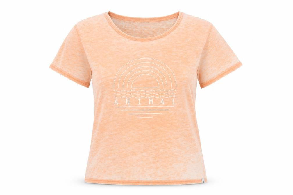 Womens UK Size 16 Animal Orange Cotton Blend T-Shirt