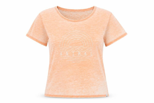 Womens UK Size 16 Animal Orange Cotton Blend T-Shirt