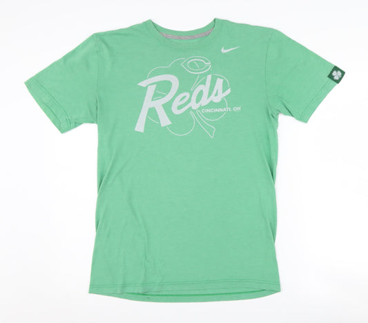 Nike Green Men's T-Shirt, M, Short Sleeve, Sports Style