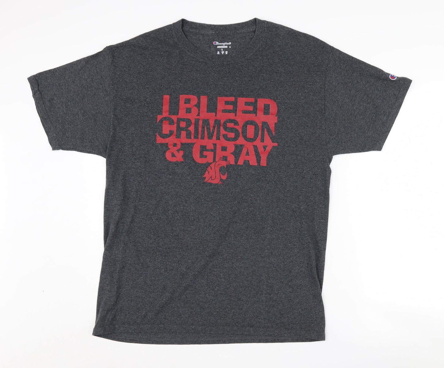 Champion Men's Grey College Graphic T-Shirt Size L