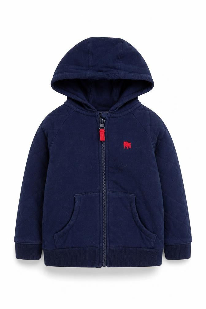 Junior J Boys Blue Full Zip Hoodie 2-3 Years, Logo Accent