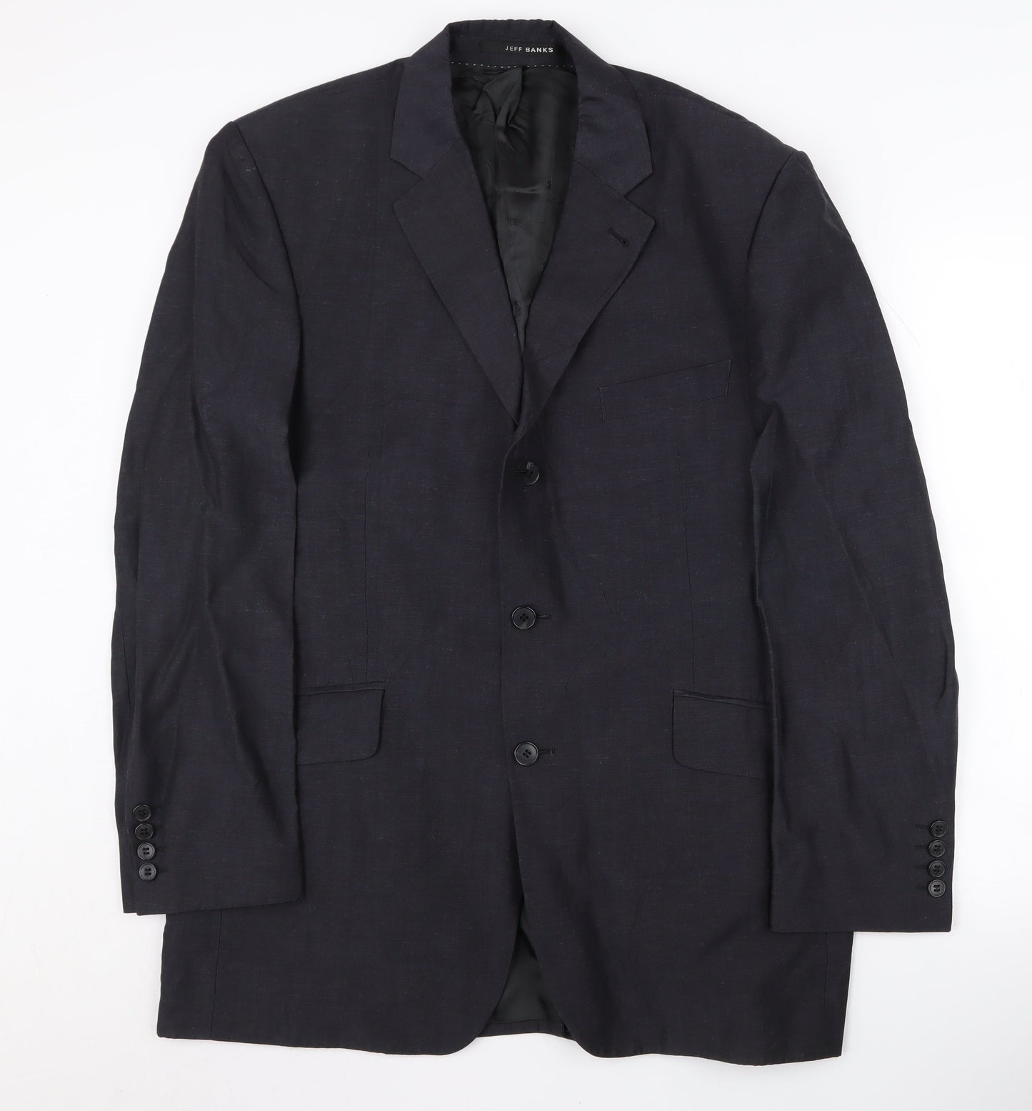Jeff Banks Men’s Blue Wool Linen Blazer 42 Regular
