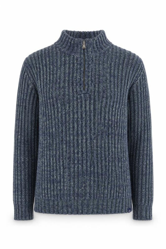 FatFace Womens Blue Mock Neck Jumper S Acrylic Wool Blend