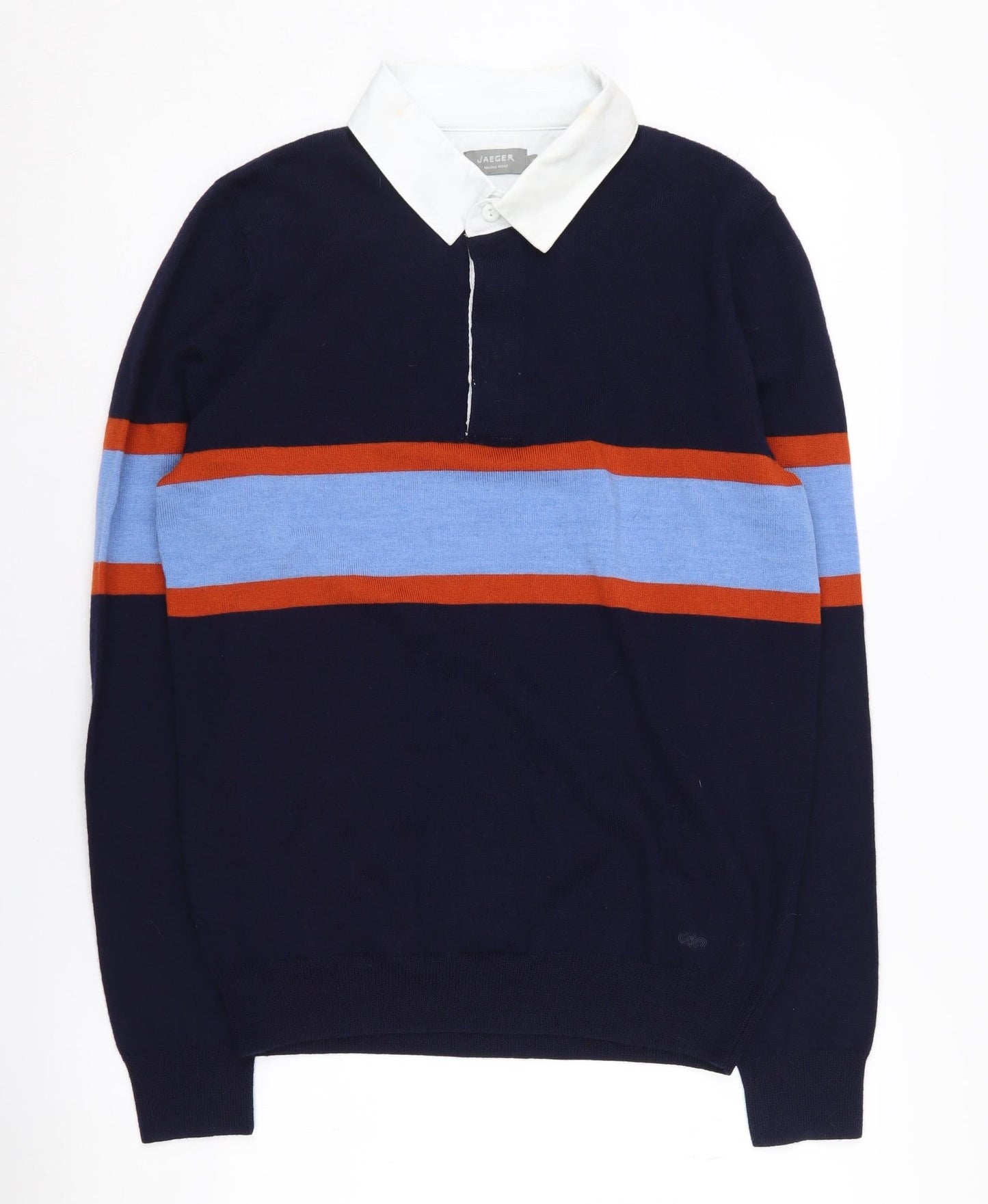 Jaeger Men's Multicoloured Wool Collared Pullover Jumper S