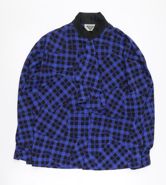 Jacques Vert Women's Blue Check Blouse Size 12