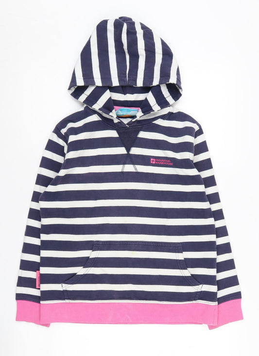 Mountain Warehouse Girls Striped Hoodie Blue 11-12 Years