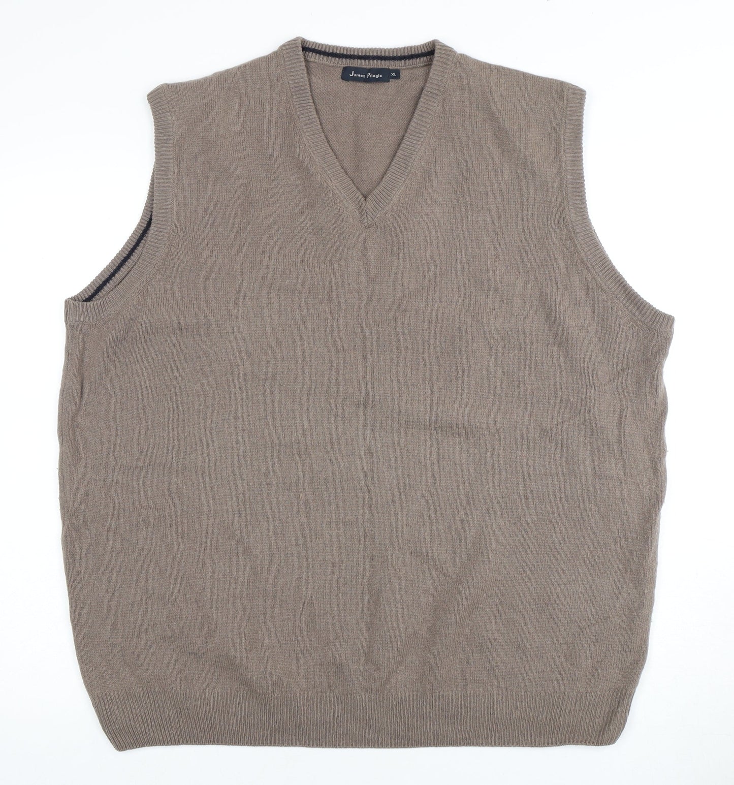 James Pringle Men's Grey XL V-Neck Wool Vest