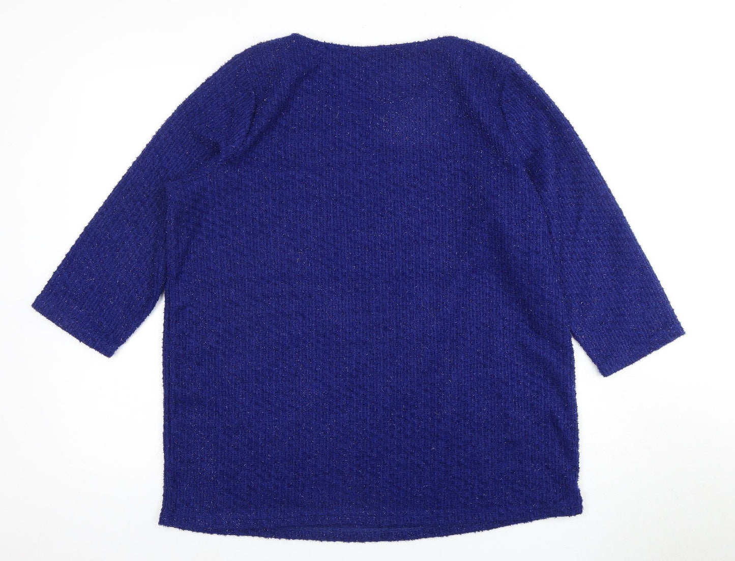 Bonmarche Women's Blue 3/4 Sleeve Knit Pullover Jumper