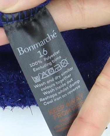 Bonmarche Women's Blue 3/4 Sleeve Knit Pullover Jumper