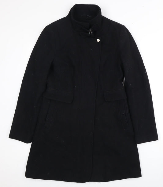 Next Women's Black Wool Blend Mid-Length Coat Size 8
