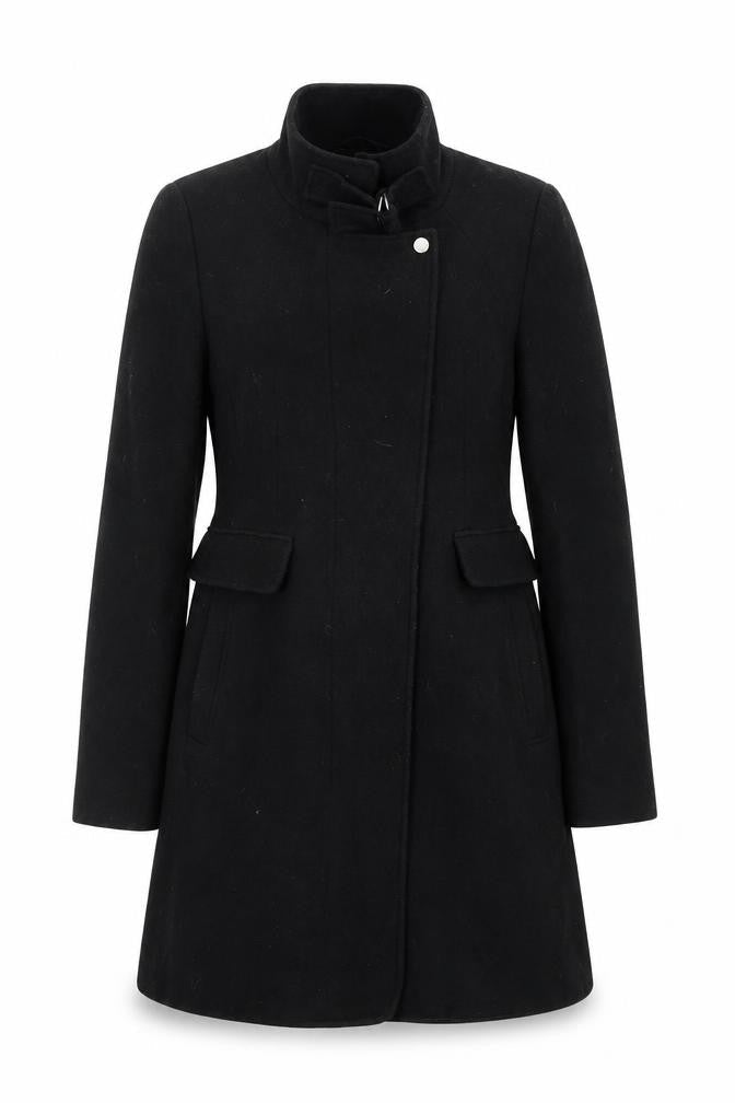 Next Women's Black Wool Blend Mid-Length Coat Size 8