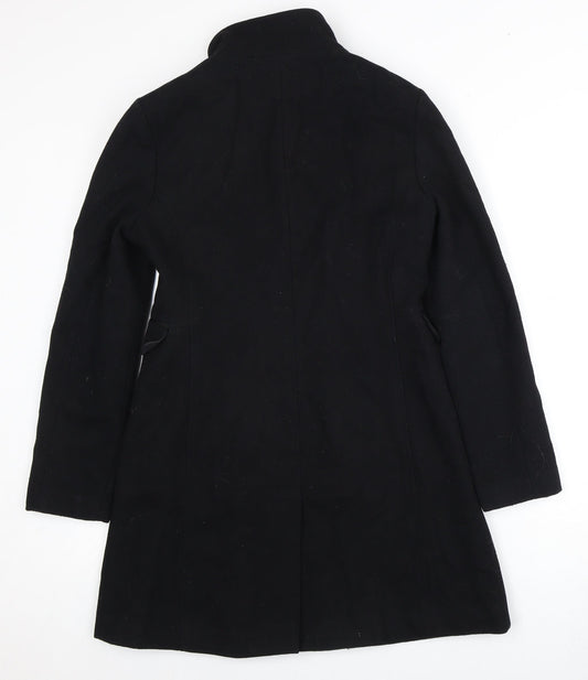 Next Women's Black Wool Blend Mid-Length Coat Size 8