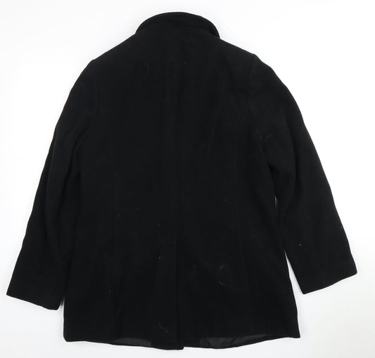 EWM Women's Black Wool Overcoat, Size 12, Classic