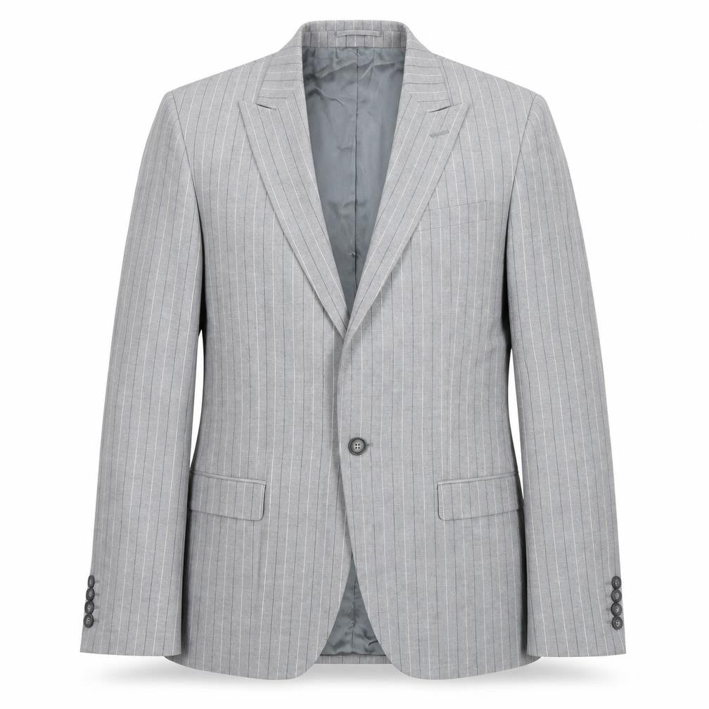 River Island Men's Grey Striped Blazer 40R