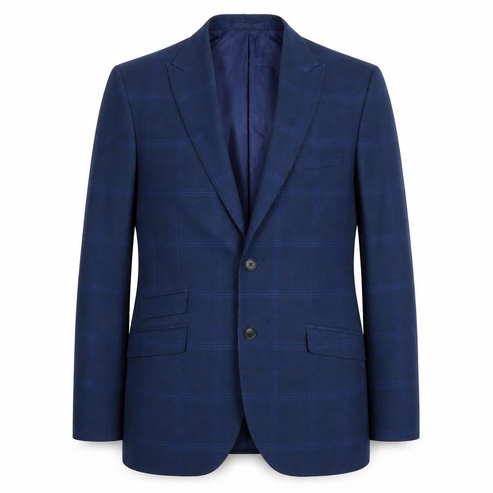 Mens 40 Chest Regular Moss London Blue Two-Button Blazer