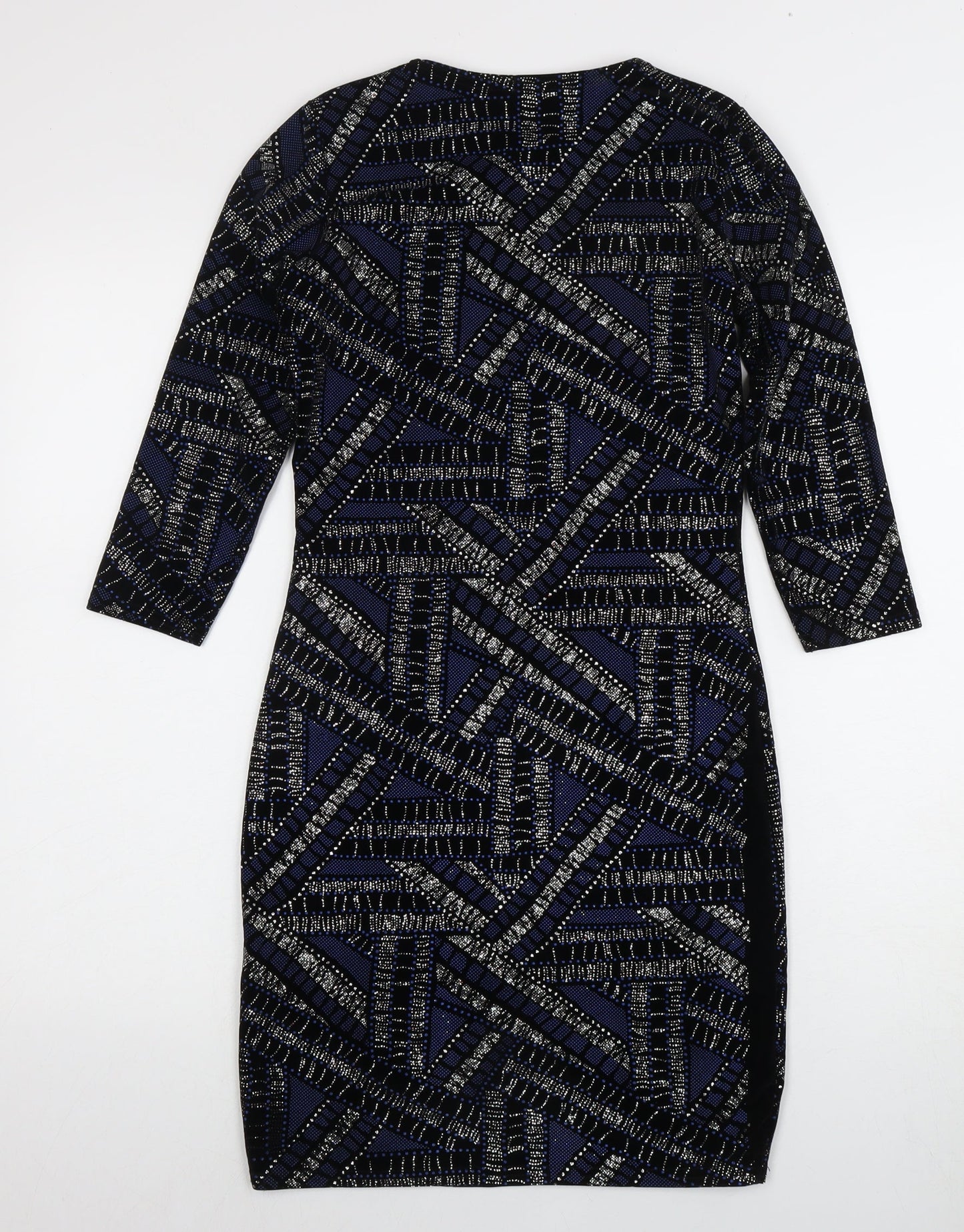 DOLLS Paris Women's Black Blue Bodycon Dress Size 10
