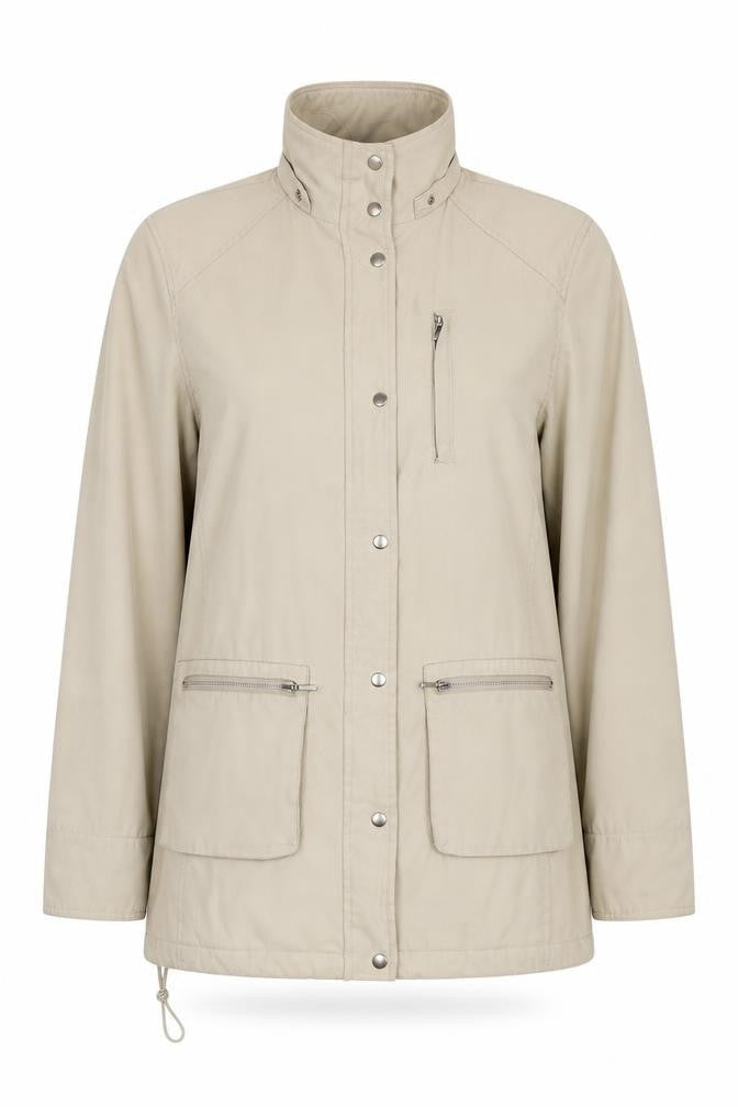 Nuage Beige Women's Mid-Length Basic Jacket - Size 12
