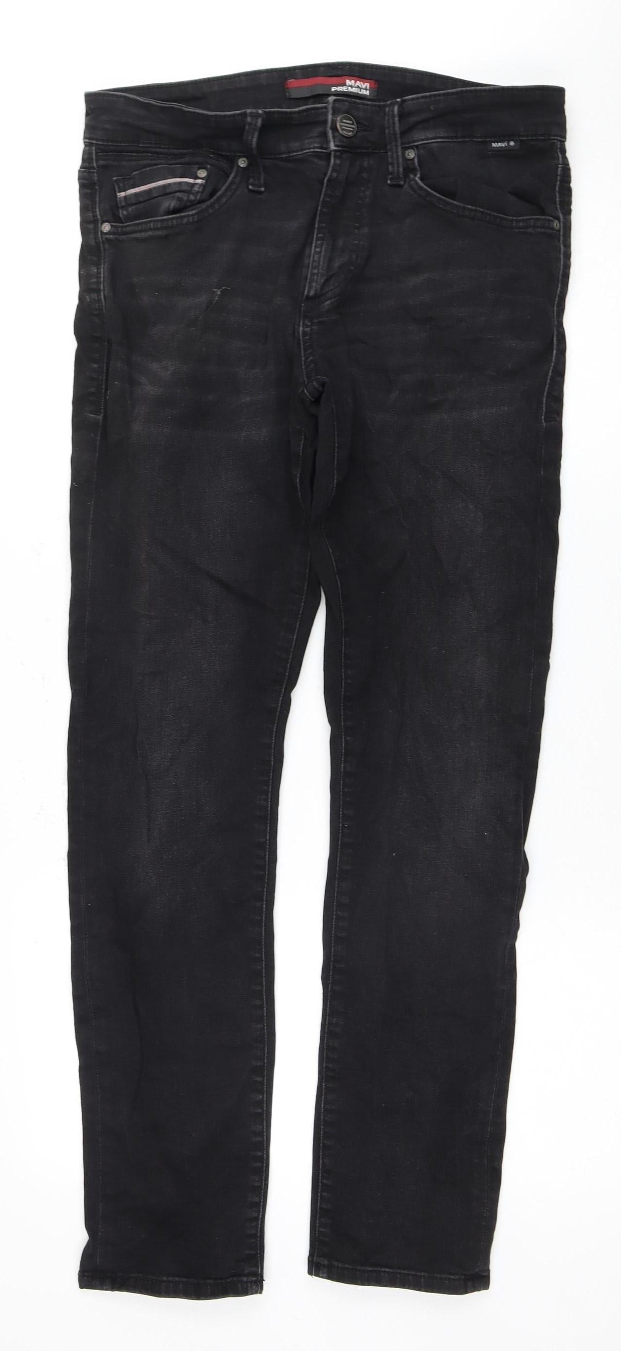 Mavi Men's Black Straight Jeans, 30/30, Comfort Fit