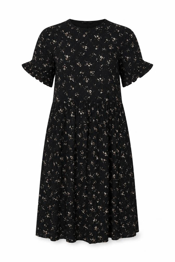 Boohoo Women's Black Floral A-Line Dress Size 10