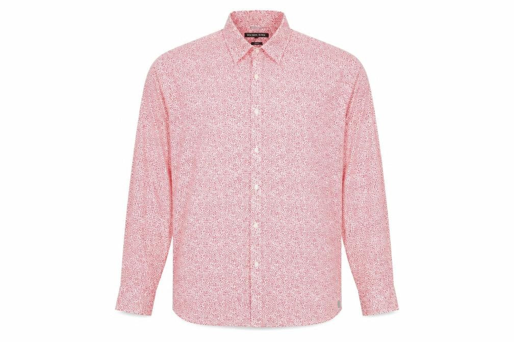 Front view of Michael Kors Men's Red Floral Slim Fit Shirt XL