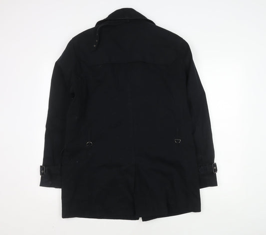 Atticus Men's Black Pea Coat, Size S, Belted Casual