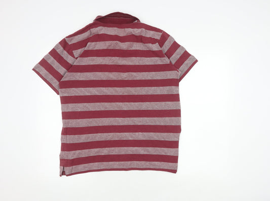 LFC Men's Red Striped Polo Shirt M