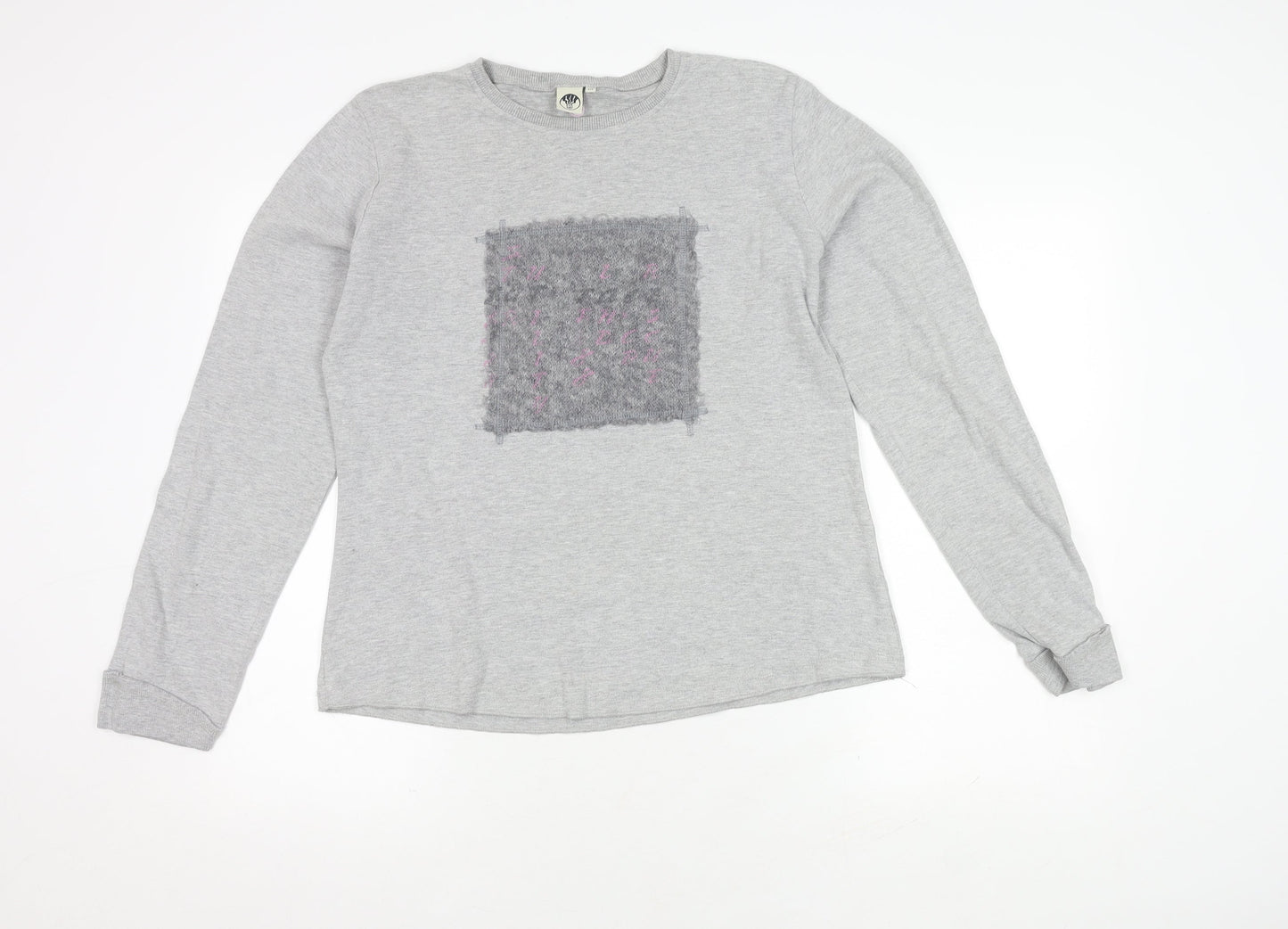 Fat Face Women's Grey Cotton Graphic Print Sweatshirt Size 14