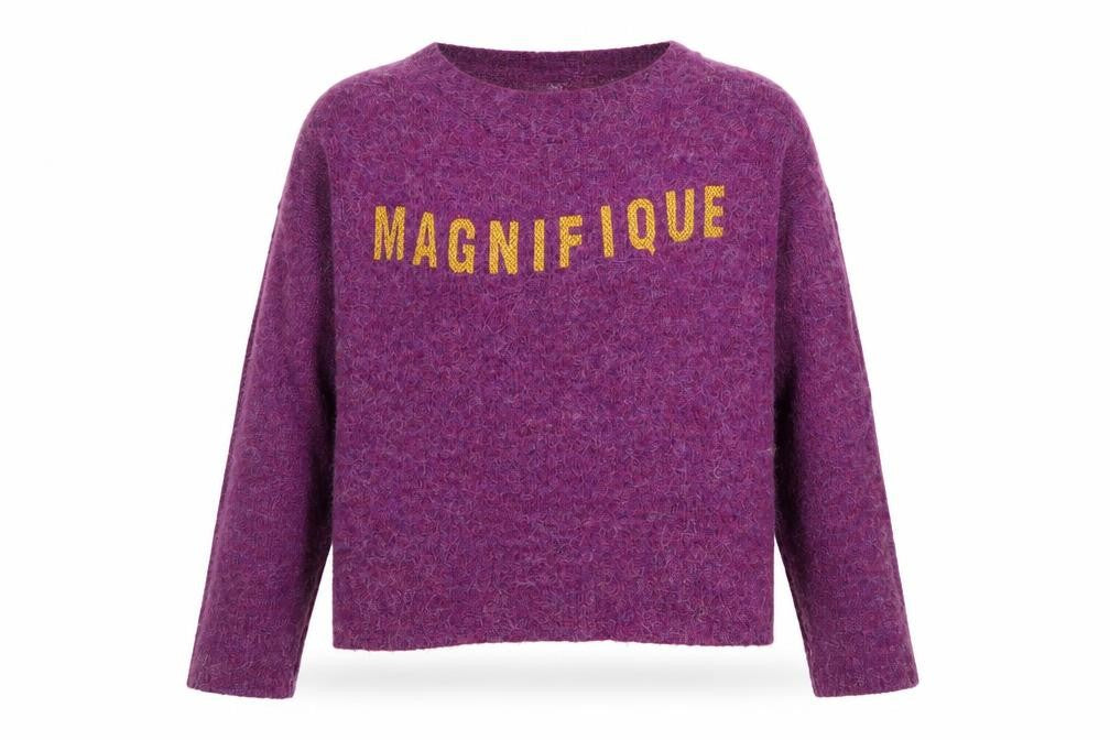 Front view of ICHI Women's Purple XL Knitted jumper