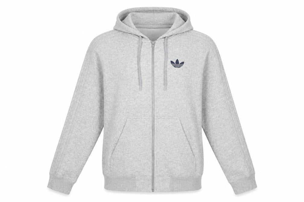 Unisex Adults UK XS Regular adidas Grey Full Zip Hoodie