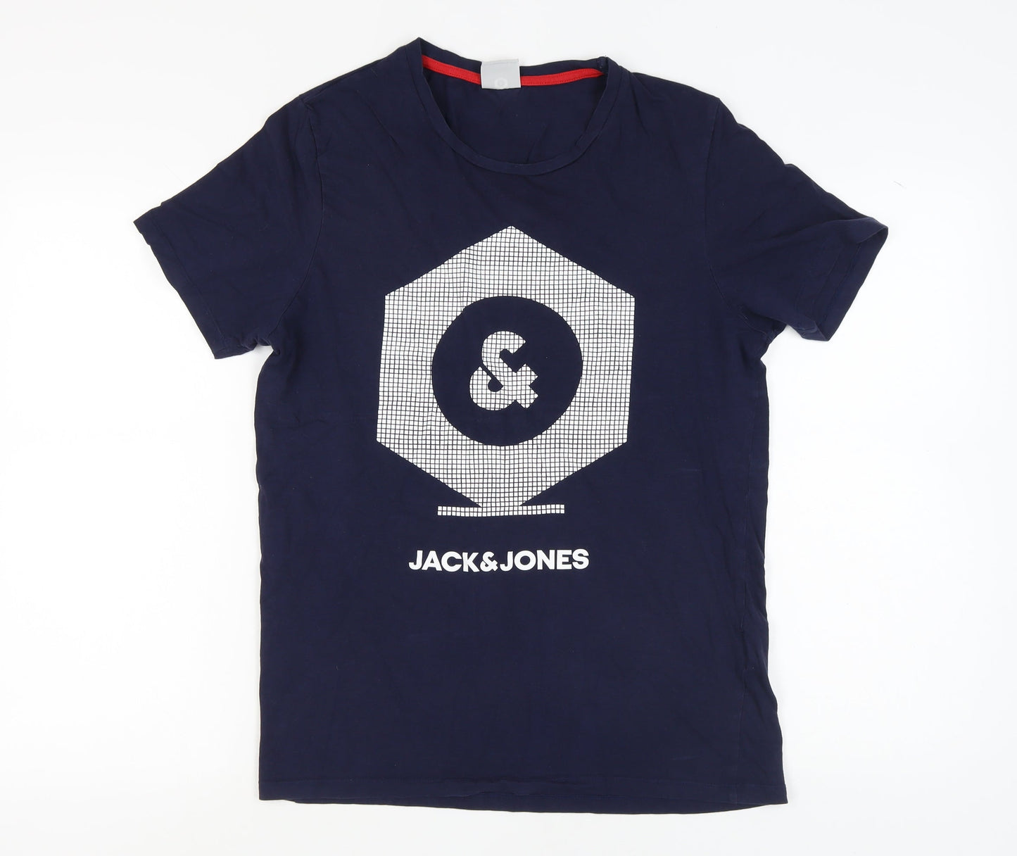 Jack & Jones Men’s Blue Logo T-Shirt, Size L, Crew Neck