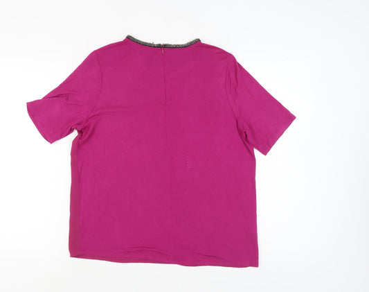 Laura Ashley Women's Pink Short Sleeve Beaded Top Size 14