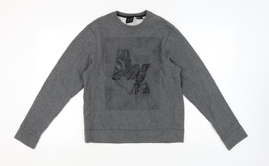Armani Exchange Grey Unisex XS Sweatshirt, Casual Logo